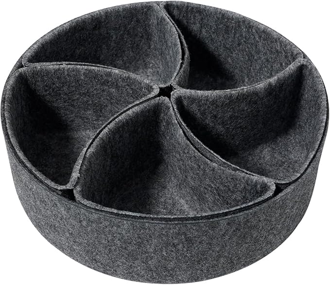 Felt Desk Drawer Organizer Tray,8 Pack Office Desk Drawer Dividers,Felt Drawer Round Storage Box For Saving Space,Makeup Drawer Organizer Bins.(Dark Gray)