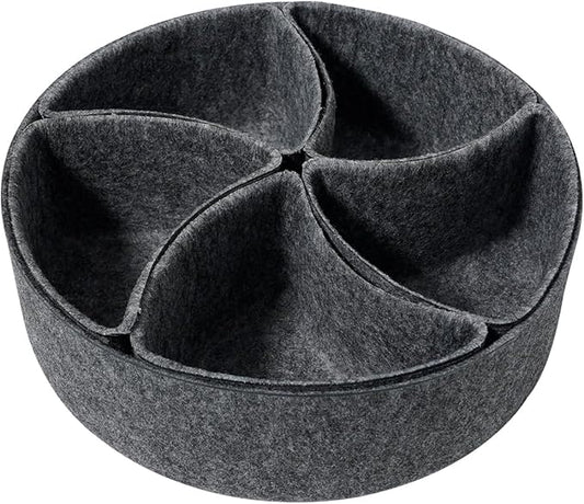 Felt Desk Drawer Organizer Tray,8 Pack Office Desk Drawer Dividers,Felt Drawer Round Storage Box For Saving Space,Makeup Drawer Organizer Bins.(Dark Gray)