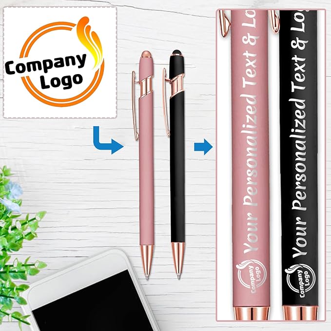 STREADVE 200 Personalized Custom Pens Engraved Writing Pen with Name Logo, Customized Promotional Items Stylus Pen Gifts for Women Realtor Birthday Wedding Business, Purple