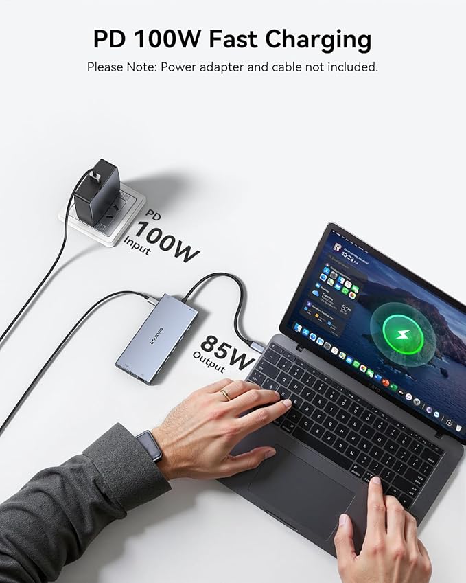 ZMUIPNG USB C Docking Station Dual Monitor 15 in 1 Laptop Docking Station Triple Display USB C Hub Multiple Adapter Dongle with 4K HDMI+VGA+USB Port+Button+PD+Ethernet for Dell HP Thinkpad Surface