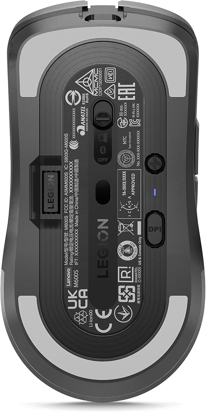 Lenovo Legion M600s RGB Wireless Gaming Mouse – 19,000 DPI, 6 Programmable Buttons, 70 Hours Battery Life, Tri-Mode Connectivity (2.4 GHz, Bluetooth, Wired), (Iron Grey)