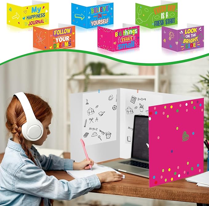 Cinrobiye 24 Pcs Inspirational Privacy Folders Standard for Students Cardboard Shields Test Privacy Boards Motivational Words Desk Dividers Shield for Classroom School Study Supplies (Inspirational)