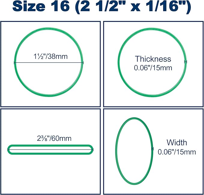 LotFancy Rubber Bands, 600PCS Size 16 (2 1/2" x 1/16") Elastic Durable Colored Rubber Bands for Office Supplies, Tie Dye