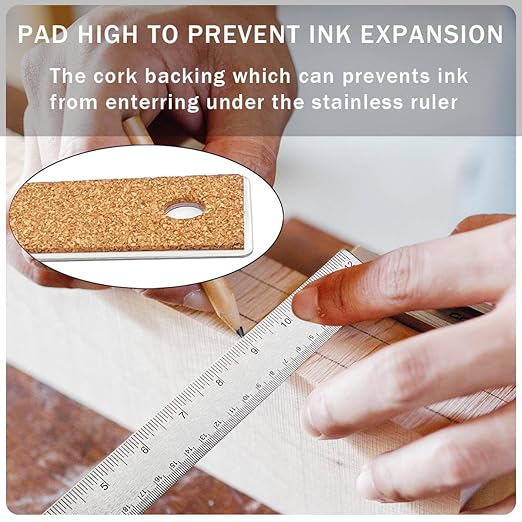 Metal Ruler 6 Inch 12 Inch Stainless Steel Metal Ruler with Cork Backing, Non-Slip Rulers with Inch and Centimeters, Straight Edge Cork Base Rulers for Student School Office Drafting Tools