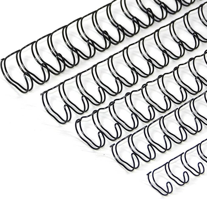 Rayson Double Loop Binding Wires, Mixed Sizes (3/8", 7/16", 1/2", 9/16", 5/8") 2:1 Pitch Wire Binding Spines, 21-Loop Black, Pack of 100