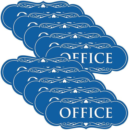 All Quality Designer Office Sign | Easy Installation - Blue - Large (10 Pack)