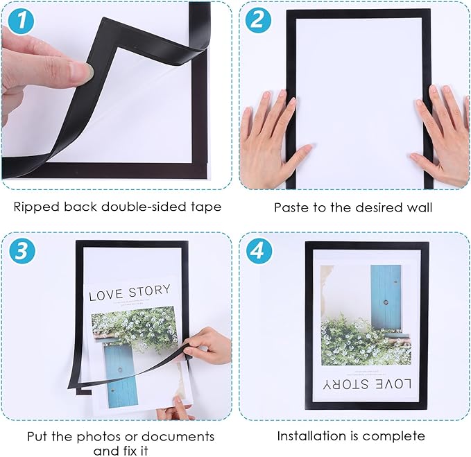 MAQUITA 12 Pcs 8.5 x 11'' Self-Adhesive Magnetic Wall Signs Holder Magnetic Picture Frame Document Holder Wall & Window Adhesive Frames for Office Home Store Restaurant