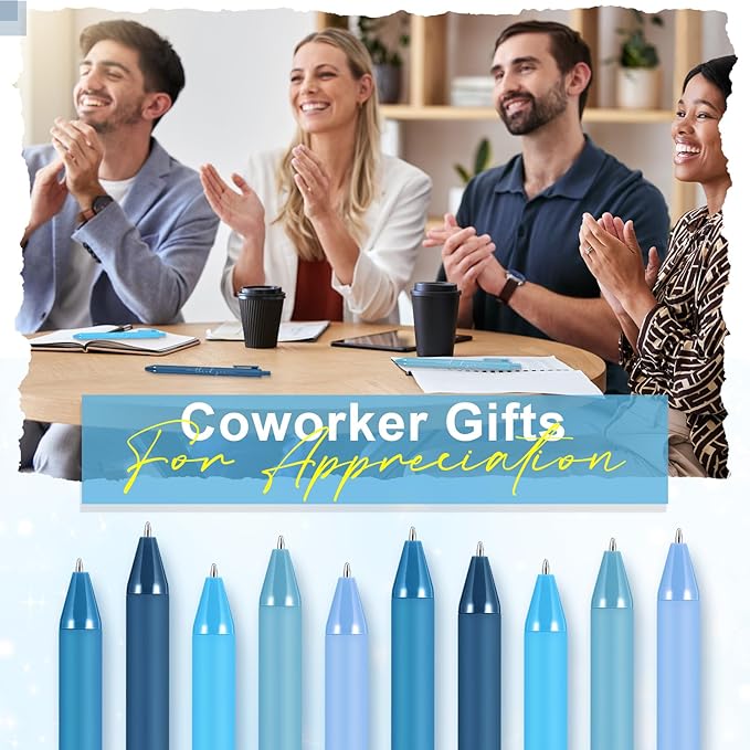 30pcs Thank You Pens Bulk Cute Multicolor Ballpoint Pen for Men Women Server Accessories Employee Holiday Appreciation Gifts for Teacher Office Back to School Party Favor (Blue)