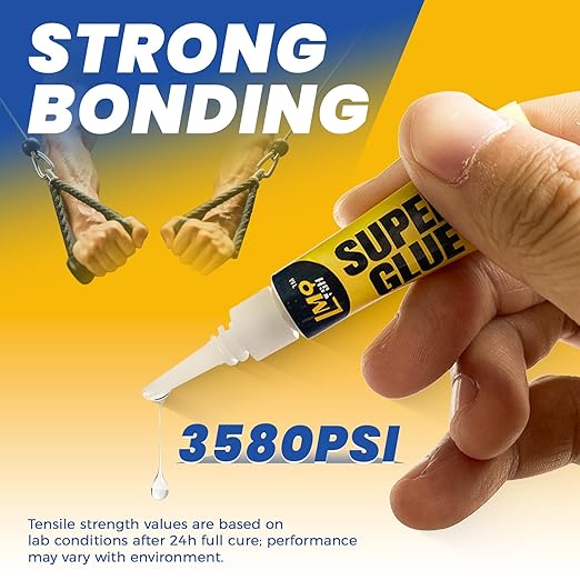 Super Glue 24x3g Liquid CA Glue, Clear Cyanoacrylate Adhesive Single Use for Shoe Sole Repair Ceramic Plastic Model Metal Wood Aquarium Leather Pottery Glass, Food Safe Strong and Instant Bonding