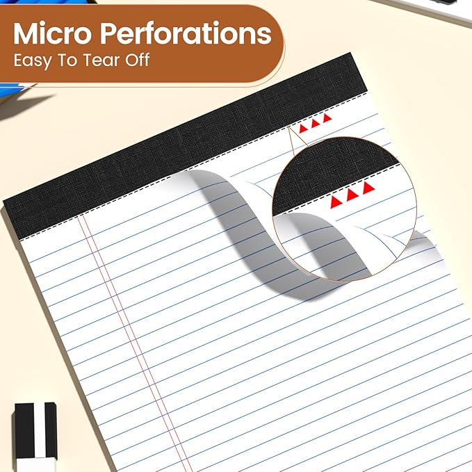 Legal Pads 8.5 X11.75, Narrow Ruled Notepads, 12 Pack, 30 Sheet/Pad, White Legal Pads, Tear Off Notepad, Perforated Writing Pad, Notebook Paper College Ruled, Notepads for Office Home School, Notepad