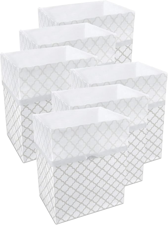 | 13 Gallon Disposable Trash Cans (6-Pack) with Fitted Trash Bags - Reusable Garbage and Recycling Bins for Parties, Events, and More (Trellis - 17" Height x 13.5" Width x 10" Depth)