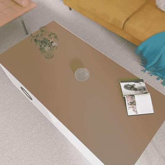 Leather Table Cover,1.8mm Thick,24x48 Inch Desk Cover,Large Desk Mat,Table Protector,Table Cover Protector,Dining Table Cover Protector,XL Desk Mat(Khaki+Silvery,24x48)