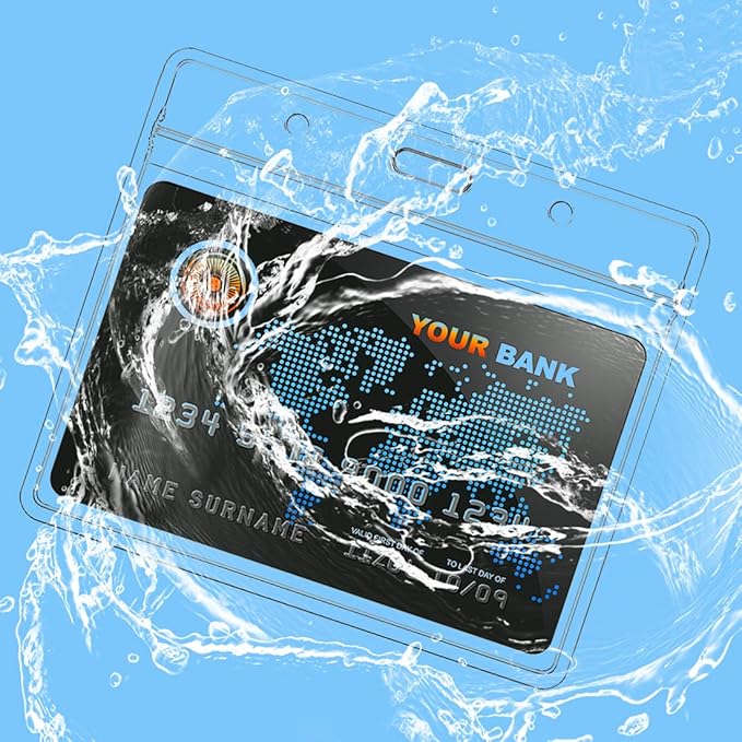 Name Tags Blue Lanyards/Badge Holder Pairs Woven Round Lanyard & Horizontal Sealable Waterproof Clear Plastic ID Card Lanyards with id Holder Name Badges (Blue, 50 Pack)