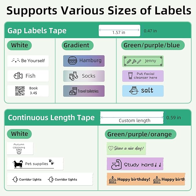 ORGSTA S001 Label Maker Machine with Tape, Portable Bluetooth Label Maker for Home and Office Organization, Thermal Label Printer Mini Label Maker with Multiple Templates, Green
