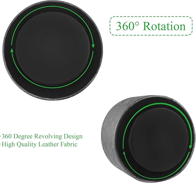 lizimandu Round Leather Art Supply Organizer,Remote Control Holder,360 Degree Spinning,Multi-Functional Pencil Holder,4 Compartments Desktop Stationary Organizer(1-Liuli Black)