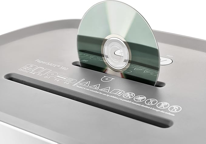 Dahle PaperSAFE PS 380 Paper Shredder, Oil Free, Jam Protection, Security Level P-4, 15 Sheet Max, Shreds CDs, Staples, Paper Clips & Credit Cards