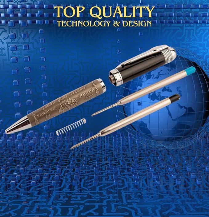 S&R Somit Fancy Pen for Men with Gift Box - Valuable Luxury Pen for Business and Office, Executive Gift for Family & Friends - Special Engraving & Led Decorative Box (BLACK SILVER)