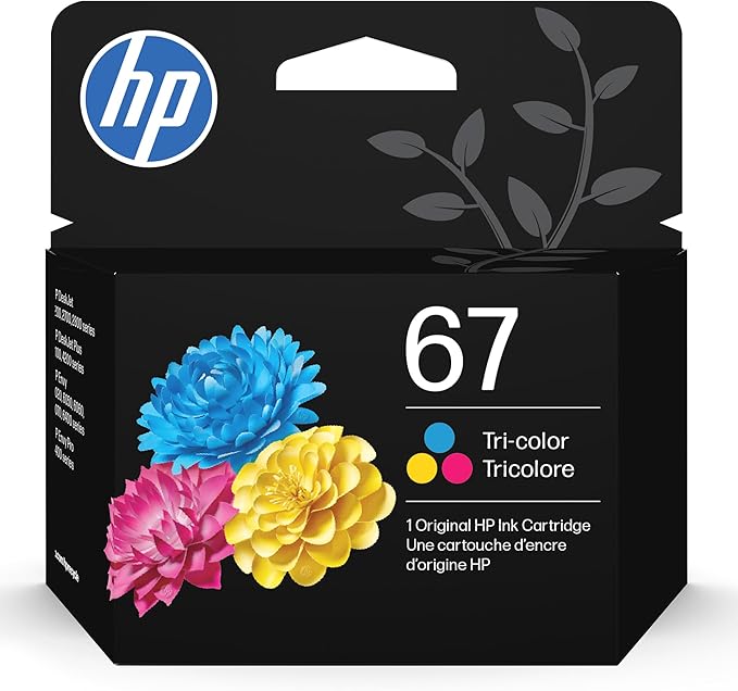 HP 67 Tri-Color Ink Cartridge for HP Printers | Works with DeskJet 1255, 2700, 4100 Series; ENVY 6000, 6400 Series | Eligible for Instant Ink | 3YM55AN