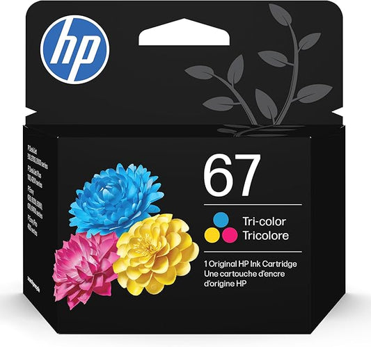 HP 67 Tri-Color Ink Cartridge for HP Printers | Works with DeskJet 1255, 2700, 4100 Series; ENVY 6000, 6400 Series | Eligible for Instant Ink | 3YM55AN