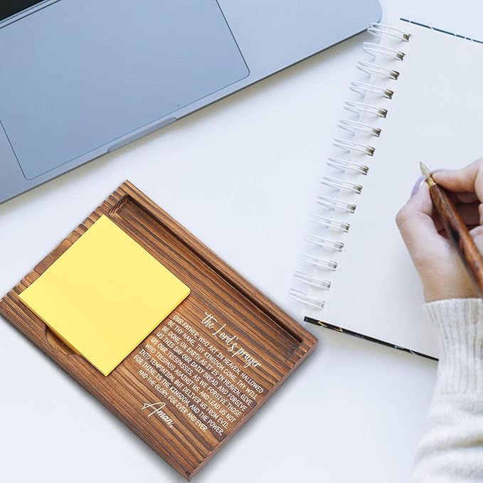 The Lord’s Prayer Sticky Note Holder, Christian Desk Organizer for Religious Social Worker Therapist Counselor Educators Gift for Office Self-Stick Note Pad Holders EDP115