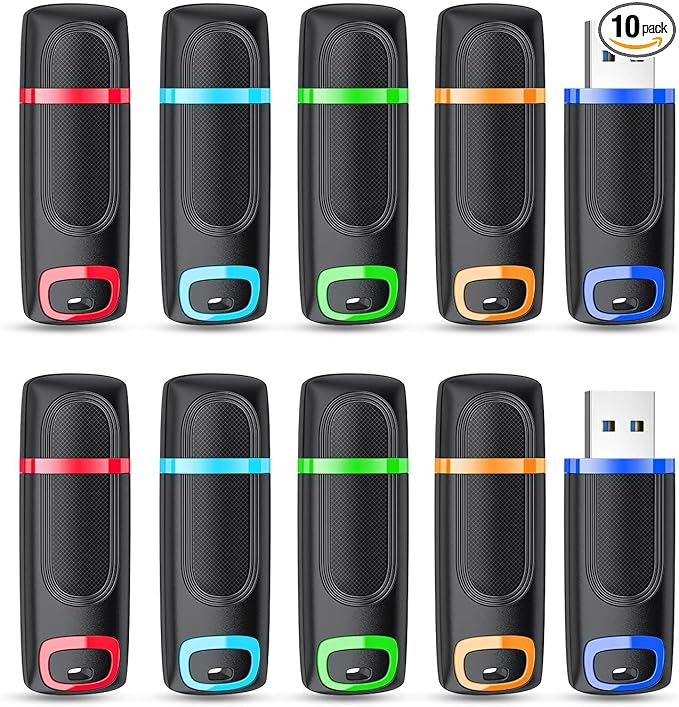 RAOYI 10 Pack 16GB Flash Drive, USB 3.0 High Speed Memory Stick Thumb Drive Jump Drive Zip Drive for Data Storage and Backup (Multicolor)