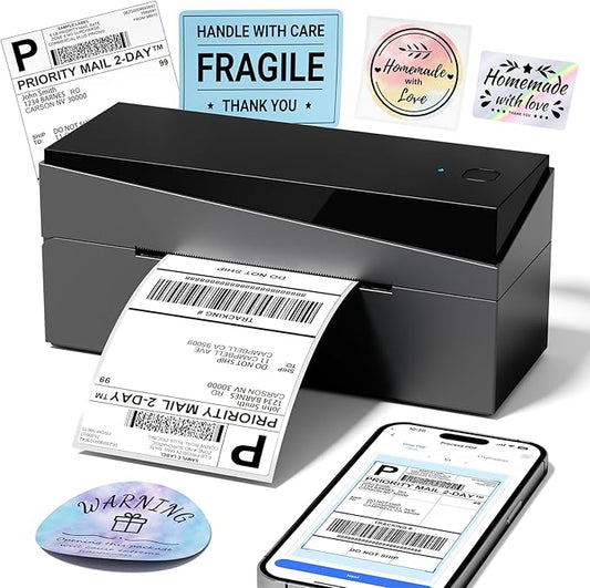 Bluetooth Shipping Label Printer 4x6, 249BT Thermal Label Printer 4x6 for Small Business, Shipping Packages, Office, Home, Compatible with Android iPhone iPad Windows macOS Chrome USPS Etsy