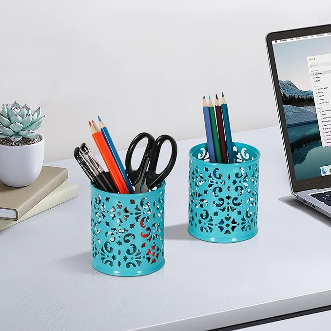 EasyPAG Pen Holder Metal Pencil Holder Cup Pencil Cup Holder for Desk Office Pen Organizer,Dark Teal