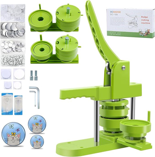 Button Maker Machine Multiple Sizes 200 Pcs，Pin Maker Machine 2.25+3 Inch Badge Maker,DIY Badge Making Kit with Free Button Parts, Circle Cutter
