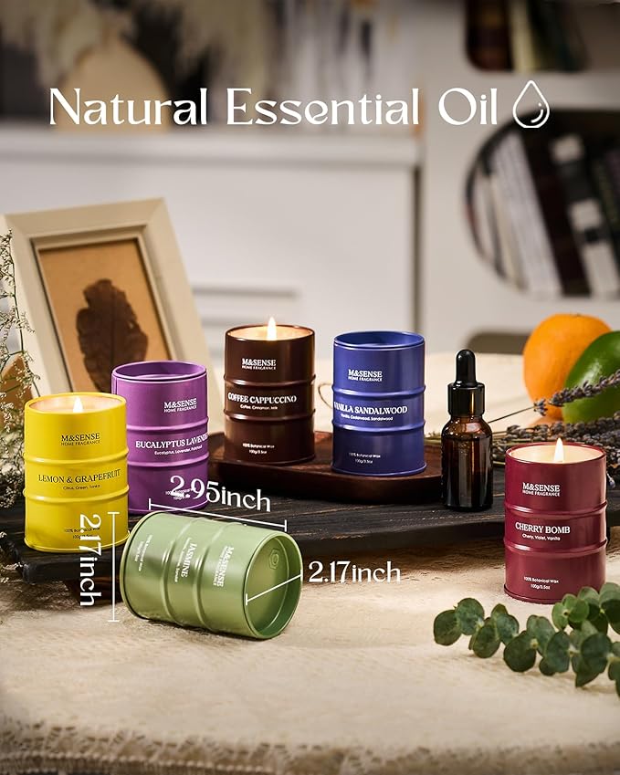 Holiday Candle Gift Set | Fall Scented Candles Set|6 Pack Candles for Home Scented,Lemon Grapefruit Eucalyptus Lavender Jasmine Coffee Cherry Candle,Gift Set for Women and Men,Soy Wax 21 oz 105 Hour