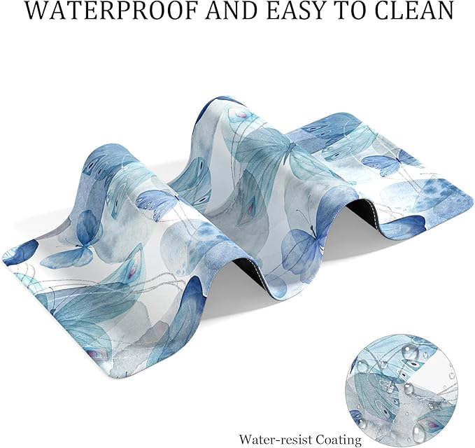 Desk Mat, 32" x 16" XXL Extended Large Gaming Mouse Pad, Desktop Decor Desk Pad, Cute Men Women Office Supplies and Accessories, XL Mouse Mat for Laptop & Keyboard, Blue Butterfly