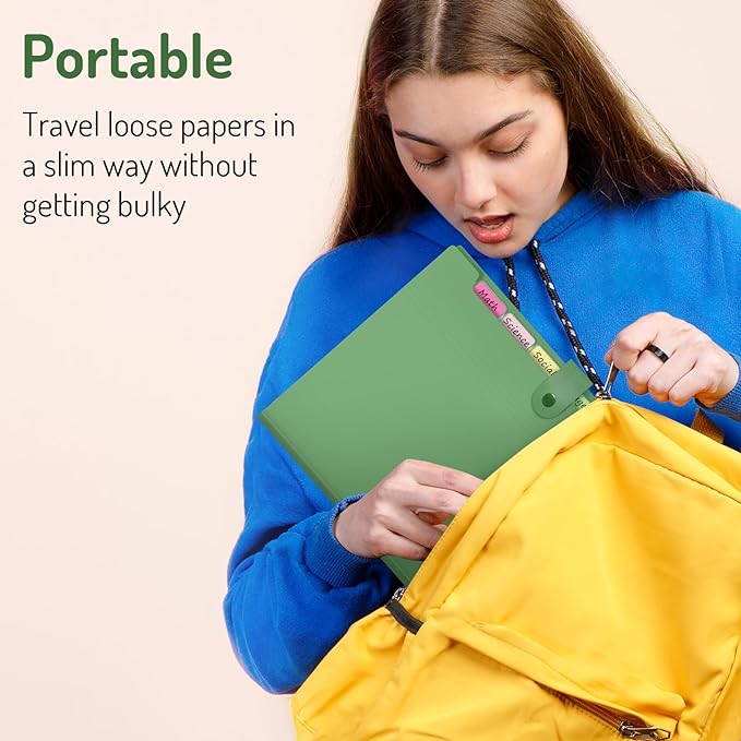 Forvencer Expanding File Folder with 8 Pocket, Letter Size Accordion File Organizer, Portable Folders for Documents, Cute Paper Organizer, Filling Products for School Office Supplies, Dark Green