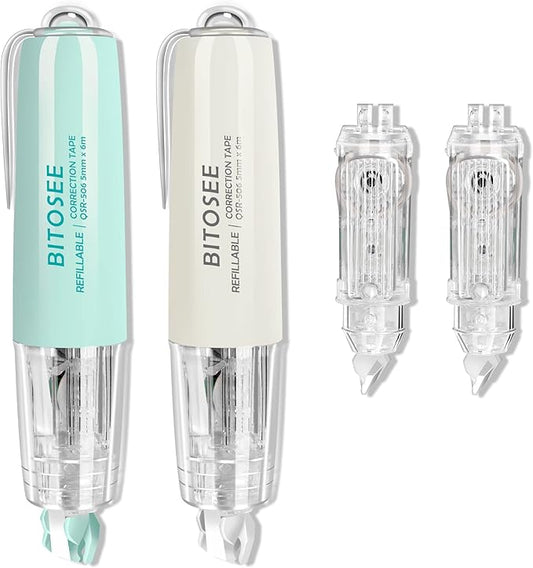 Refillable Retractable White Correction Tape, Mini Small Japan Aesthetic Cute Correction Tape Pen, with Easy to Refill Pen Applicator,for Kawaii School Office Supplies