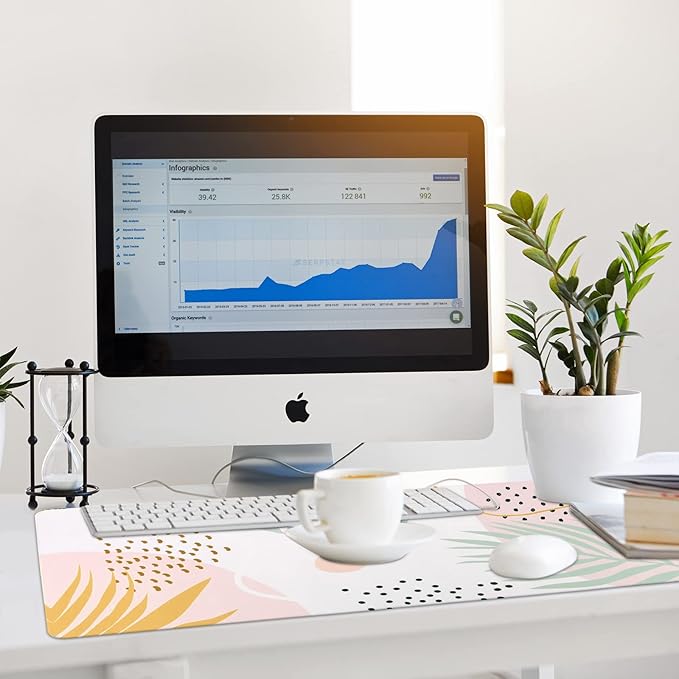 iCasso Desk Pad Mat, Big Ergonomic Mouse Pad,+ Keyboard Pad+Wrist Rest, Easy Typing Pain Relief, 3Pcs (35.4×15.7 in) Keyboard Mat Desk Mat for Keyboard and Mouse (Morlandi)