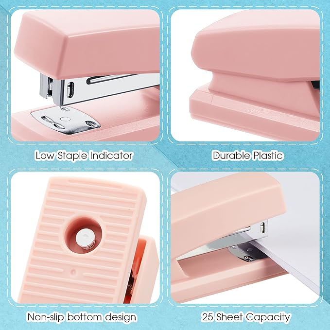 10 Pcs Commercial Desktop Staplers Metal Desktop Stapler with 6000 Staples 25 Sheet Capacity Stapler and Staples Cute Office Stapler Macaron Color Desk Stapler for Home School Office Supplies