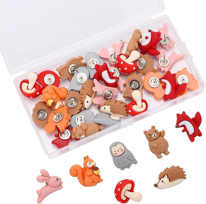 Thumb Tacks 30Pcs Push Pins for Cork Board Bulletin Board(Multiple Animals)