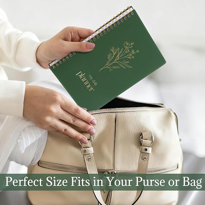 80 Pages Daily Planner,5.71" X 8.35" Solid Color Hot Stamping Process Planner for School Work Office Improve Efficiency To DO List Noteboook Organize Tasks Weekly Monthly Undated Planner, Green