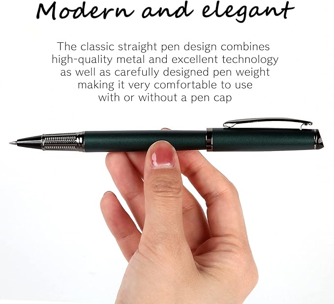 Liquid Ink Rollerball Pen,Essential Business Nice Pens,Metal pen Smooth writing stylish design effortless writing,Luxury pens with gift case for Men & Women with 2 Refills