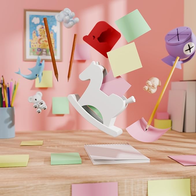 Li&Zhao Horse Sticky Note Holder - Cute Post It Note Dispenser Memo Dispenser Pen Holder Sticky Note Dispenser Post It Note Holder Notepad Holder for Desk School Office(Gray)