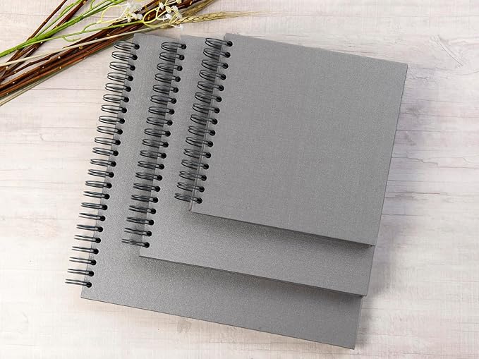 potricher 10 x 10 Inch DIY Scrapbook Photo Album 80 Pages Thick Kraft Blank Gray Paper Memory Book for Wedding and Anniversary Family (Gray, 10 Inch)