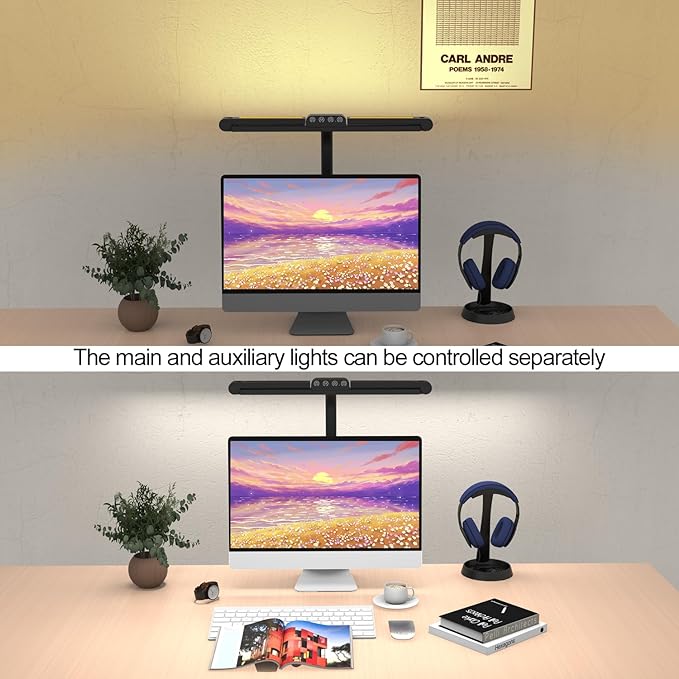3 Light Bar Gooseneck Architect Desk Lamp with Clamp, 24W Bright Led Tall Overhead Desk Light for Home Office,Eye Care Reading Table Light for Desktop Working,Drafting,Reading