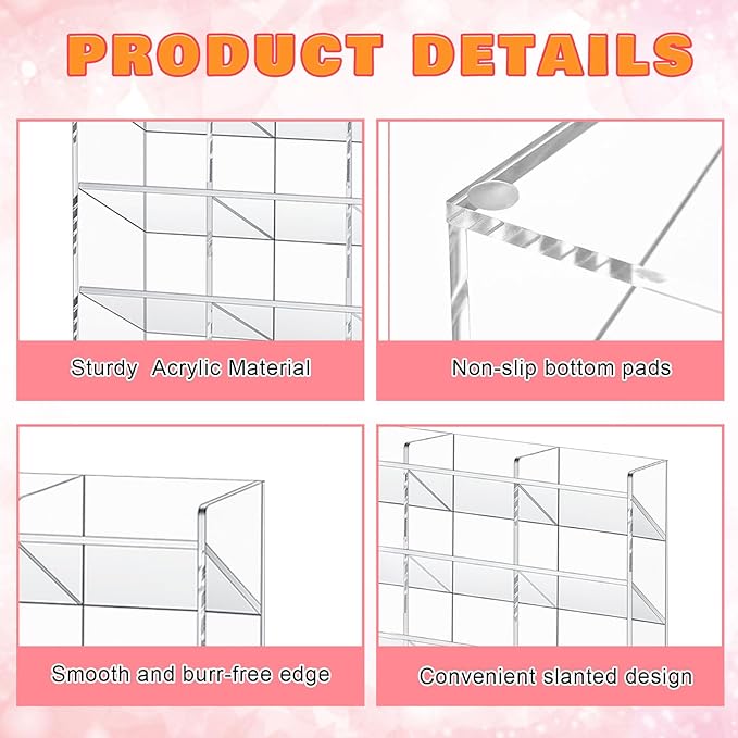 Acrylic Pen Organizer Storage for 200 Markers Vertical Marker Organizer Acrylic Pen Display Holder for Office Desk Desktop Stationery Pencil Storage, Clear, 18 x 4 x 12.4 Inch