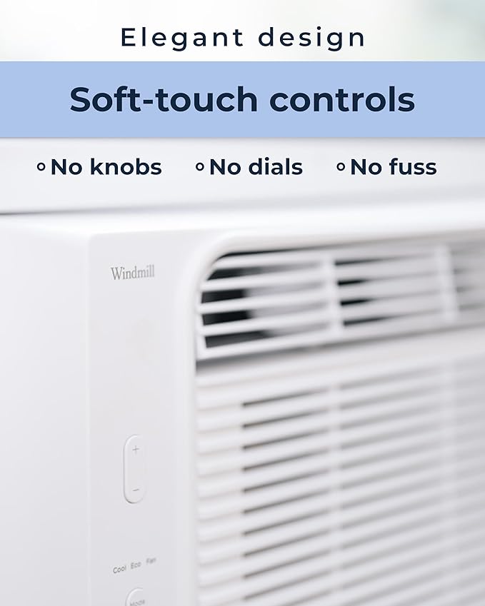 Windmill 5,000 BTU Lite Window Air Conditioner - Cools up to 150 Sq. Ft. - Easy Install, Voice-Enabled, Remote Control & App Control, Energy-Efficient AC Unit for Small Spaces