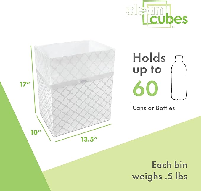 | 13 Gallon Disposable Trash Cans (6-Pack) with Fitted Trash Bags - Reusable Garbage and Recycling Bins for Parties, Events, and More (Trellis - 17" Height x 13.5" Width x 10" Depth)