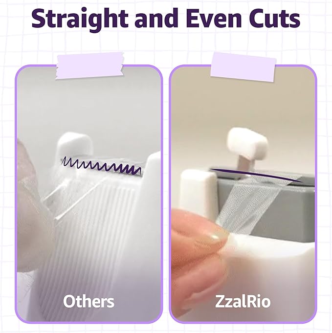 Cute Safety Tape Dispenser (Purple) 1" Core - Easy, One-Hand Use Roller With Hidden Blade and Non-Skid Pad - Cute School and Office Supplies - Refillable - Tape Included