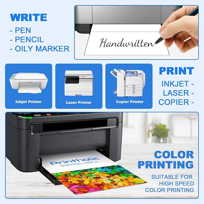 200 Half Sheet Self Adhesive Shipping Labels 8.5" x 5.5" Compatible with for Laser & Inkjet Printers - 100 Sheets, 2 Labels Per Page
