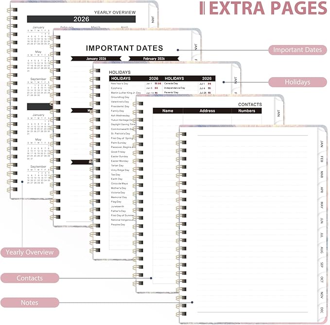 2026 Planner, Weekly and Monthly Calendar Agenda Book, Jan 2026 - Dec 2026, Hardcover Planning Academic Planner for Office School Supplies and Desk Accessories - Letter Size (8.5'' x 11'')