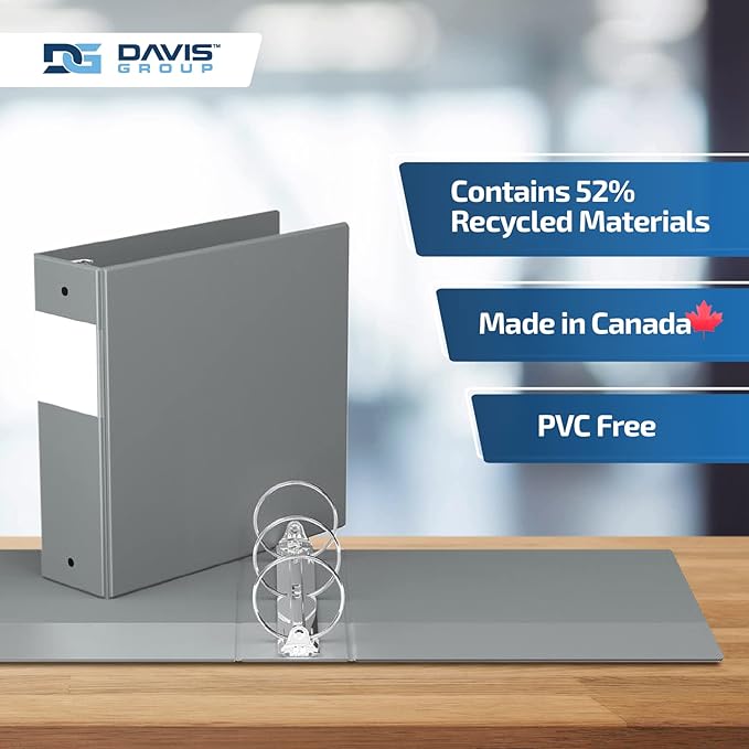 Premium Economy 6-Pack 3-Ring Binders for School or Office, Round-Ring Binders, 3 Inch, Gray