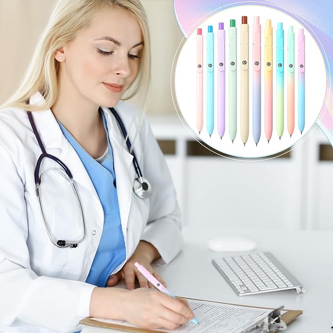 Epakh Gel Pens, 10 Pcs 0.5mm Quick Dry Black Ink Fine Point Smooth Writing Pens High End Series Retractable Aesthetic Ballpoint for Office School Supplies Women Men Gifts(Macaron Color,Classic)