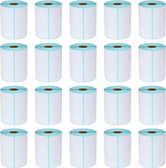 L LIKED 4"x 6" Direct Thermal Labels White Perforated Shipping Labels, 250 per Roll, 20 Rolls - Commercial Grade