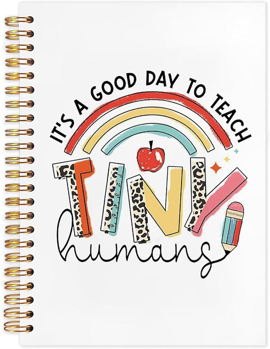 SNNDER Boho Rainbow Teacher Notebook Journal, Teacher Appreciation Gifts, Back To School Gifts for Teachers, It's a Good Day to Teach Tiny Humans Hardcover Spiral Notebooks 5.5x8.3 Inch